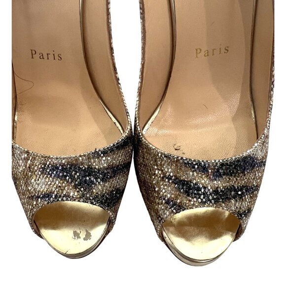 Christian Louboutin Gamma Talon 120 Pumps in Gold Glitter Sirene - Picture 4 of 5